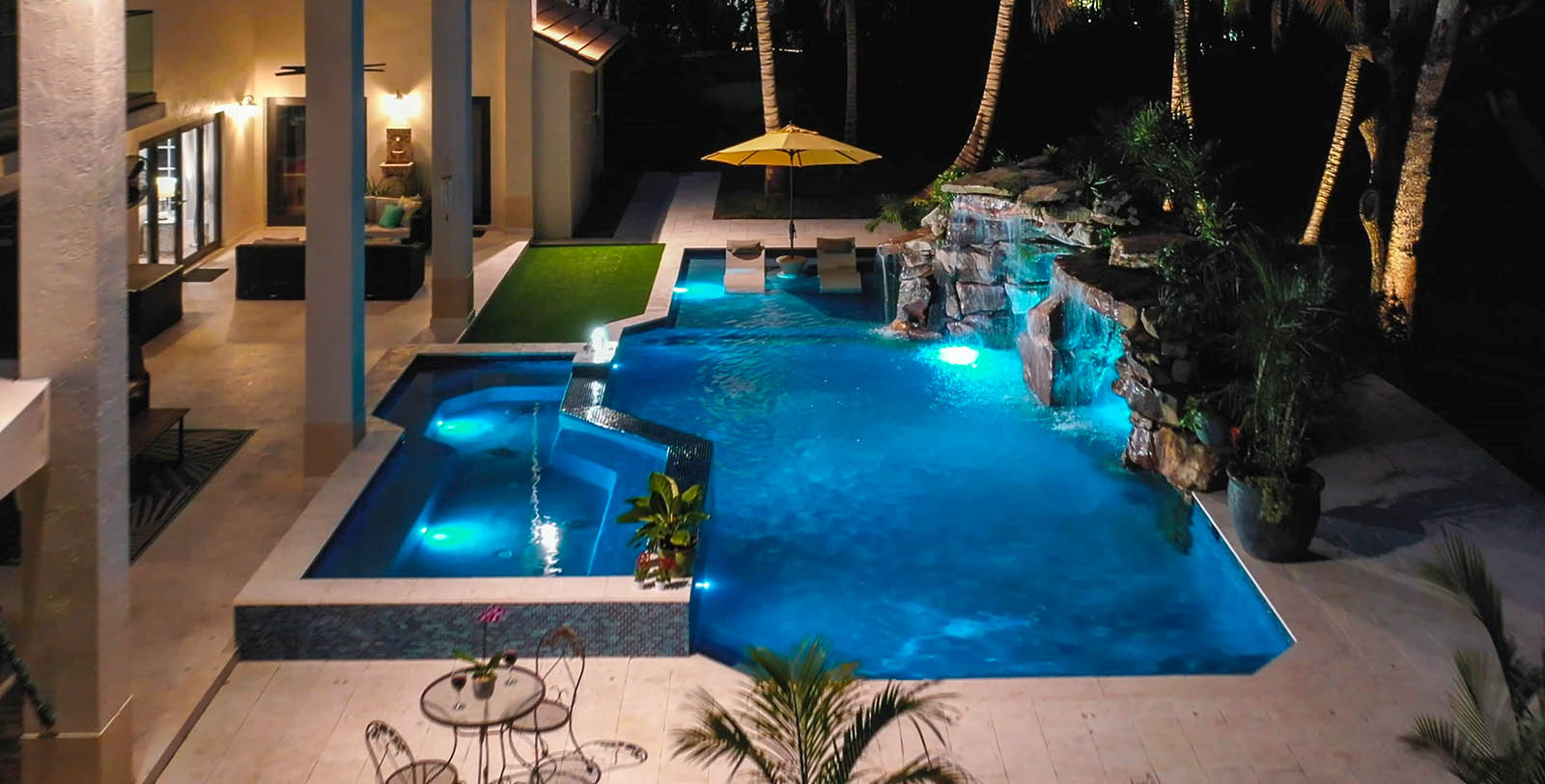 Image of Modern Pool with Natural Rock Grotto in Miami, Florida