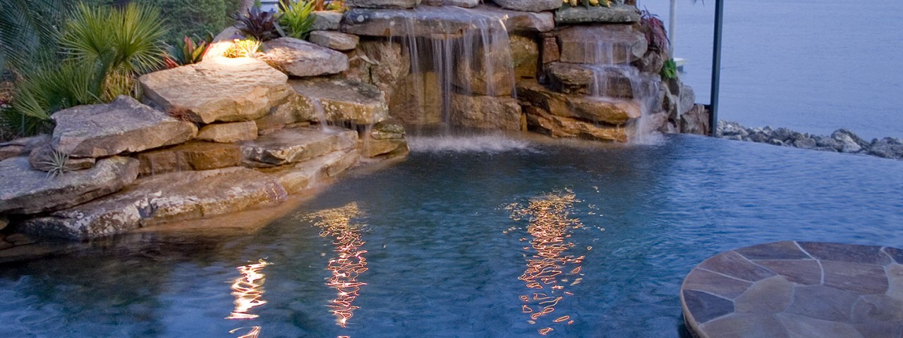 Image of Large Infinity Edge Natural Lagoon Pool